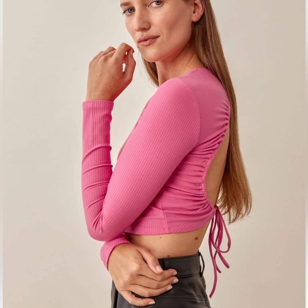 Reformation Pink Longsleeve Casey top